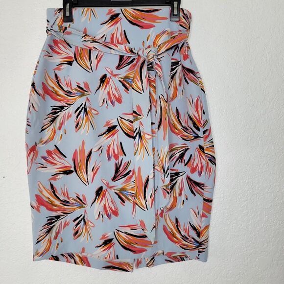 Lane Bryant Colorful Feather High-Waisted Knee Length Belted Pencil Skirt 14 - Picture 2 of 8